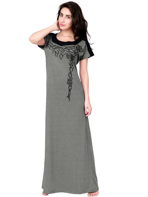 round neck embroidered detail nighty  - 18327645 - Very Small Image - 1