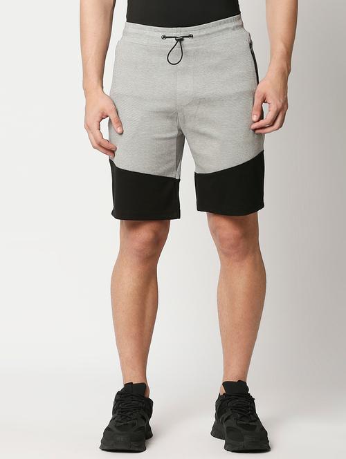 grey color block shorts - 18327656 - Very Small Image - 1