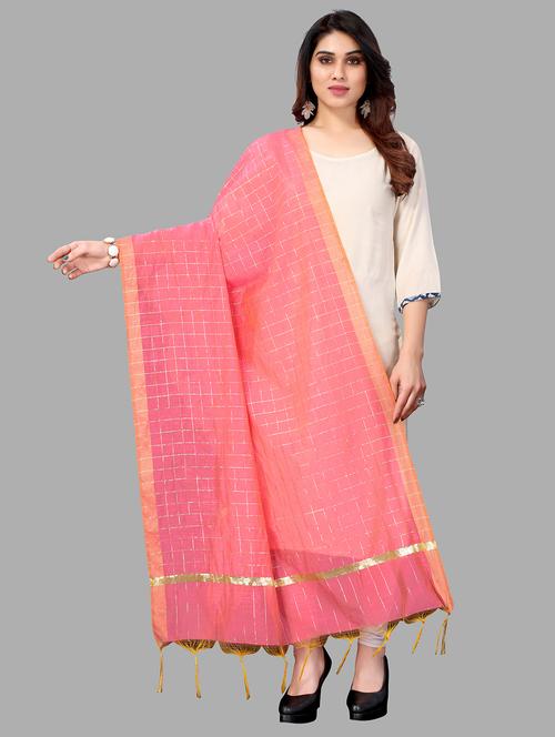 pink cotton dupatta - 18327804 - Very Small Image - 1