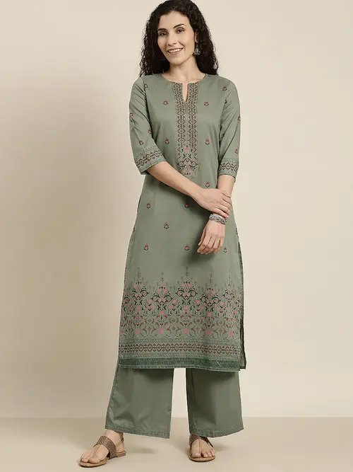 vishudh women green ethnic motifs printed  - 18328172 - Very Small Image - 1