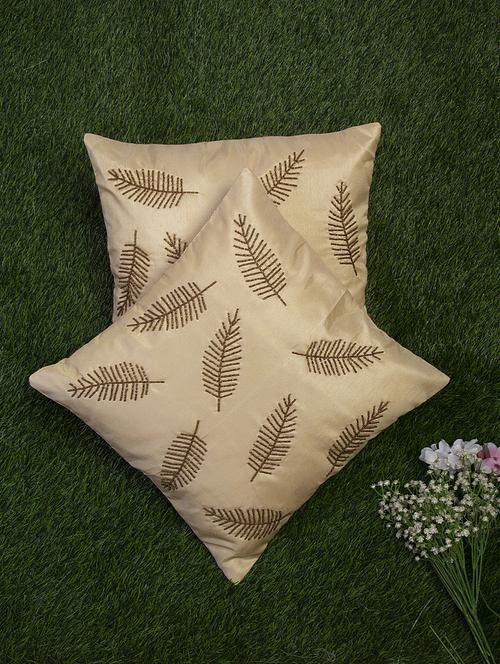 alina decor beige embroidered set of 2 cushion covers - 18328462 - Very Small Image - 1