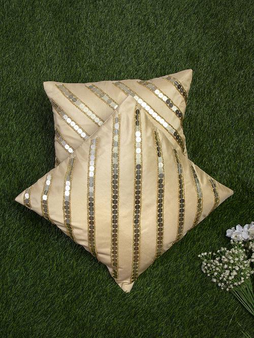 alina decor beige embroidered set of 2 cushion covers - 18328475 - Very Small Image - 1