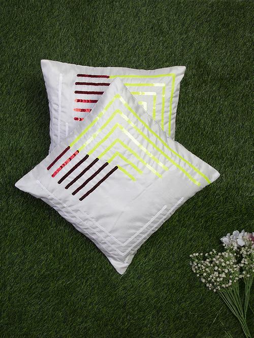 alina decor white embroidered set of 2 cushion covers - 18328480 - Very Small Image - 1