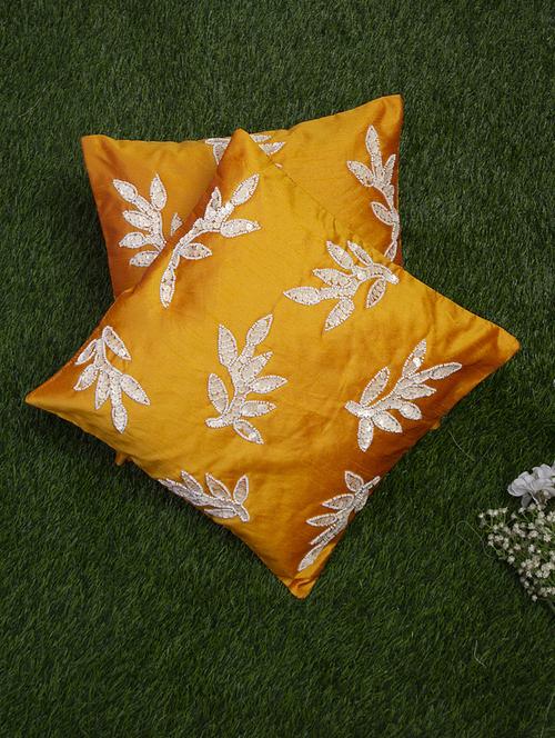 alina decor yellow embroidered set of 2 cushion covers - 18328537 - Very Small Image - 1