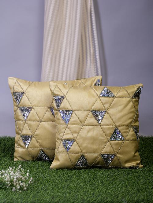 alina decor beige embroidered set of 2 cushion covers - 18328590 - Very Small Image - 1