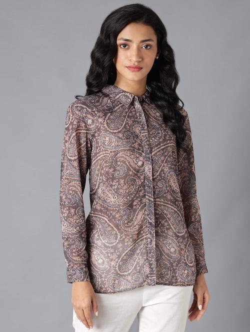 brown paisley regular shirt - 18328669 - Very Small Image - 1
