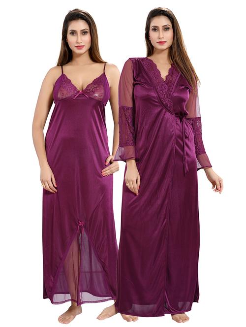 tie front lace detail nightwear set  - 18329018 - Very Small Image - 1