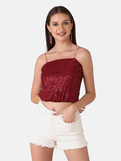 women's crop shoulder strap top - 18330086 - Very Small Image - 1