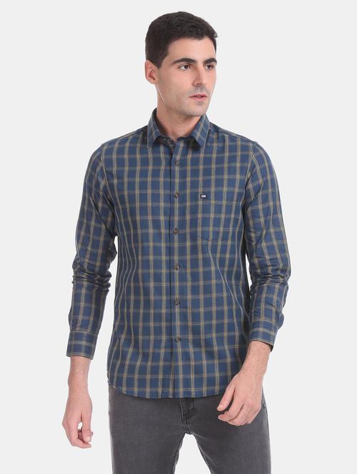 blue   checked  casual shirt - 18330513 - Very Small Image - 1