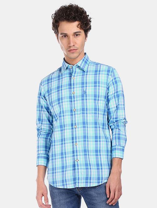 light-blue cehckered casual shirt - 18330543 - Very Small Image - 1