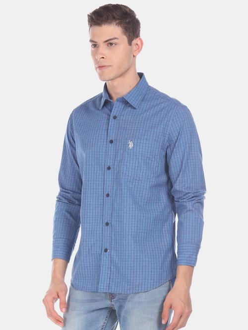 blue checkered casual shirt - 18330554 - Very Small Image - 1