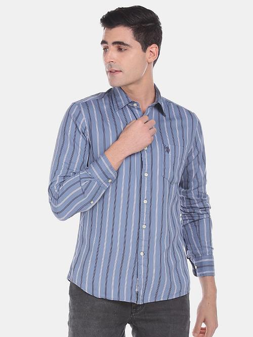 blue striped casual shirt - 18330560 - Very Small Image - 1