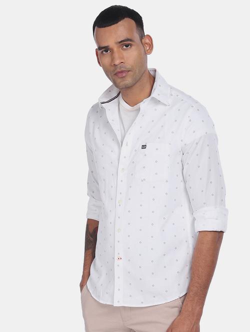 white  printed casual shirt - 18330621 - Very Small Image - 1