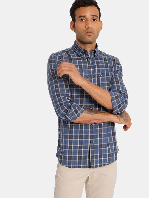 blue  checked  casual shirt - 18330624 - Very Small Image - 1