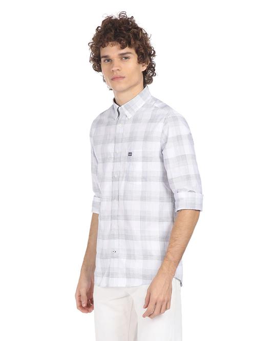 white   checked casual shirt - 18330639 - Very Small Image - 1