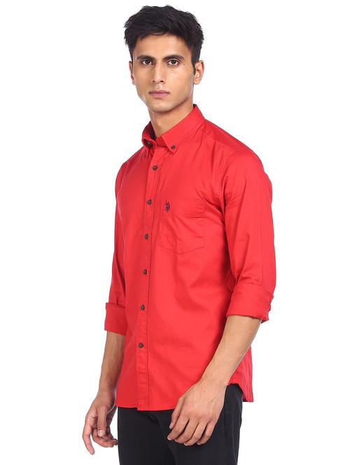 red solid casual shirt - 18330729 - Very Small Image - 1
