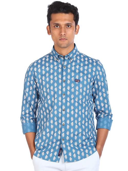 blue printed casual shirt - 18330827 - Very Small Image - 1