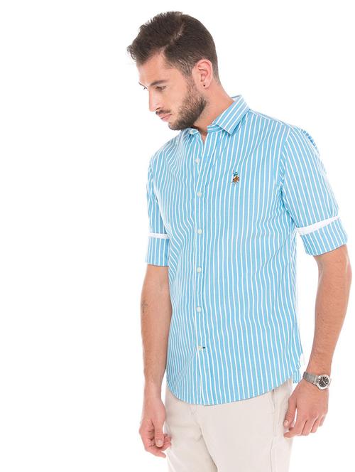 blue striped casual shirt - 18331893 - Very Small Image - 1