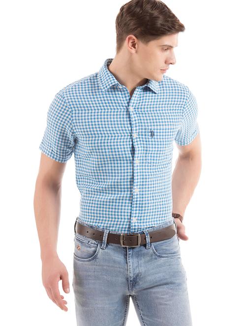 blue checkered casual shirt - 18331907 - Very Small Image - 1