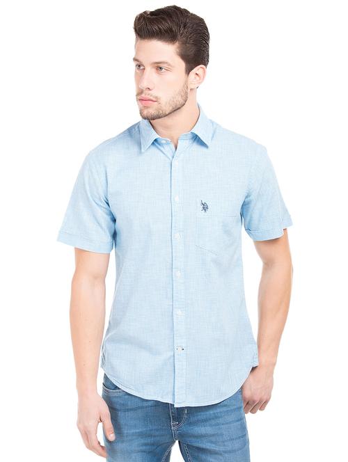 blue self design casual shirt - 18331945 - Very Small Image - 1