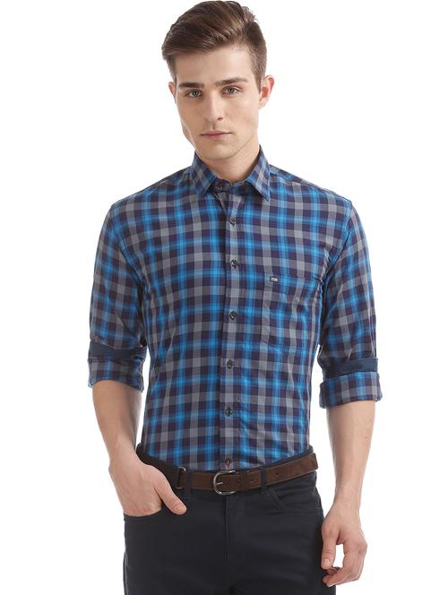 blue checkered casual shirt - 18332088 - Very Small Image - 1