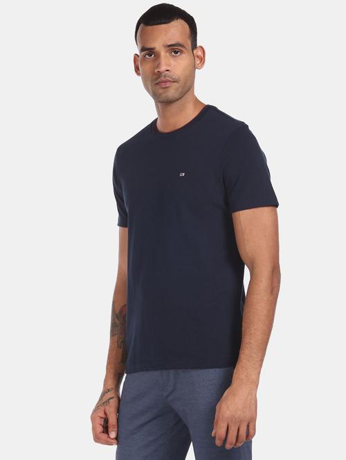 blue solid casual t-shirt - 18332241 - Very Small Image - 1