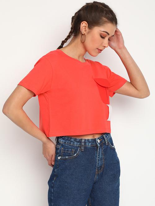 orange solid crop tee - 18332322 - Very Small Image - 1