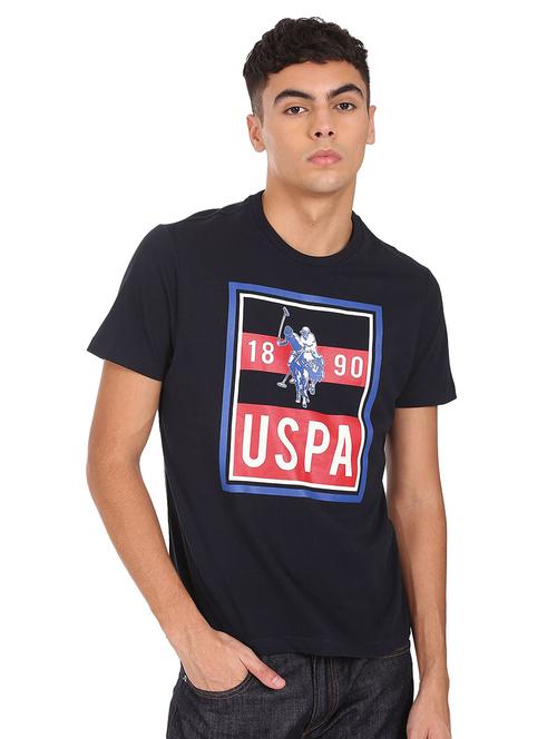 navy blue printed t-shirt - 18332362 - Very Small Image - 1
