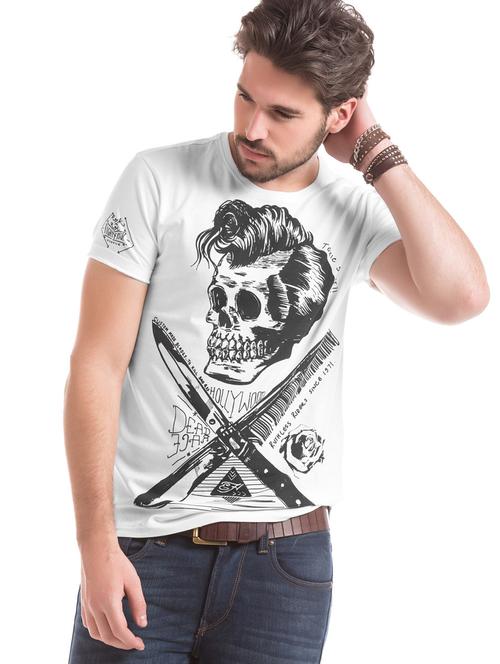 white front printed casual t-shirt  - 18332583 - Very Small Image - 1