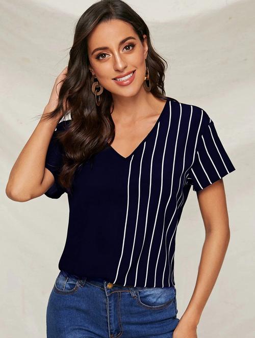 women's straight v neck top - 18333192 - Very Small Image - 1
