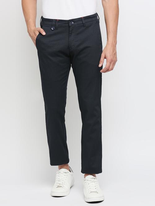 navy bluesolid chinos casual trouser - 18333413 - Very Small Image - 1