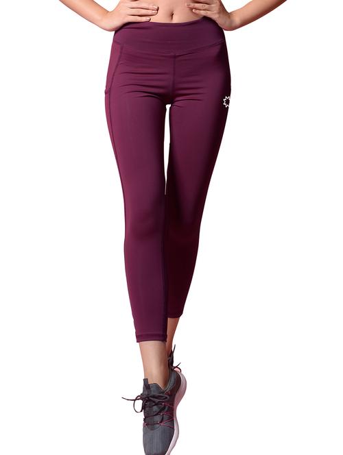purple solid ankle length active wear tights - 18333694 - Very Small Image - 1