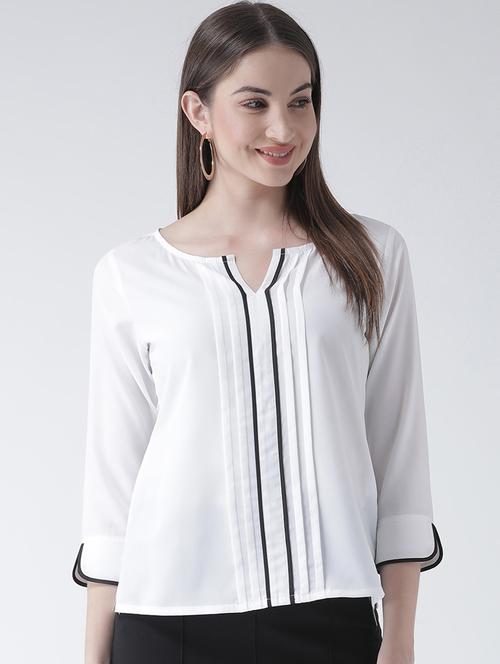 women's straight notch neck top - 18334081 - Very Small Image - 1