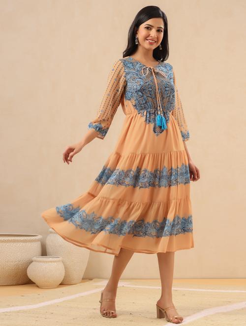 printed tiered ethnic dress - 18334234 - Very Small Image - 1