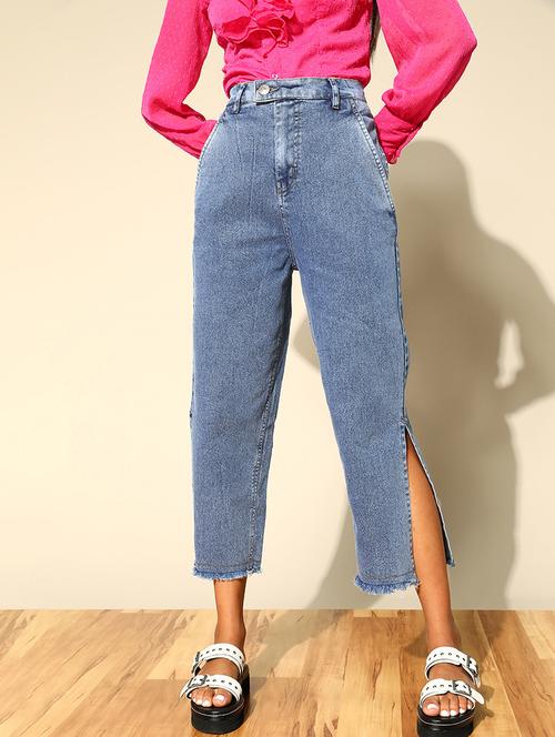 high rise stone washed denim jean - 18335189 - Very Small Image - 1