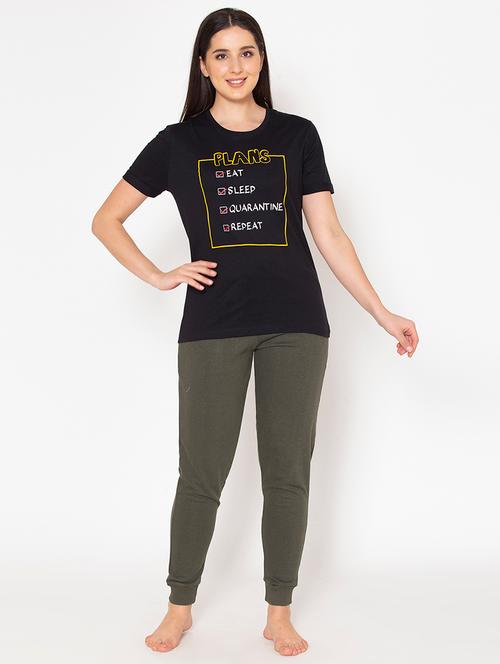 round neck printed nightwear pajama set - 18335233 - Very Small Image - 1