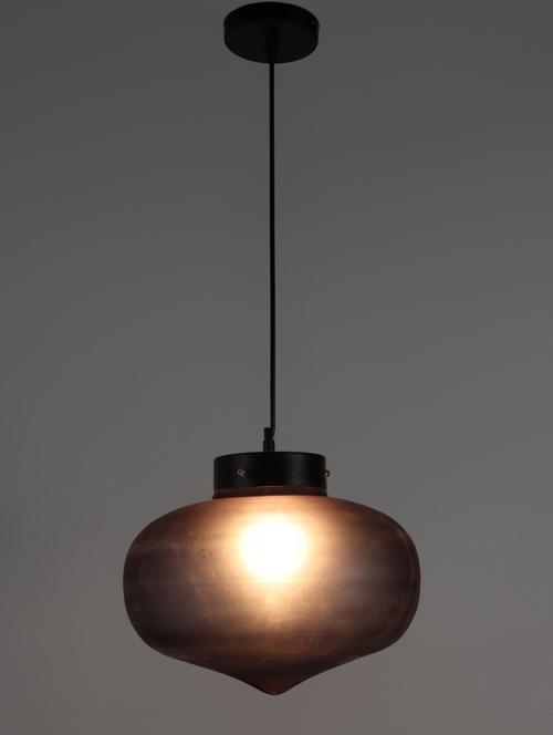 grey glass single hanging light by jainsons lights- bowl-hl-gola-bk - without bulb - 18335452 - Very Small Image - 1