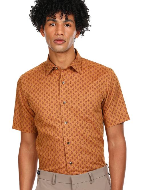rust printed formal shirt - 18335951 - Very Small Image - 1