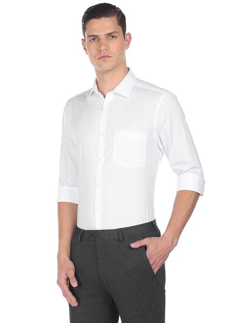 white solid formal shirt - 18336141 - Very Small Image - 1
