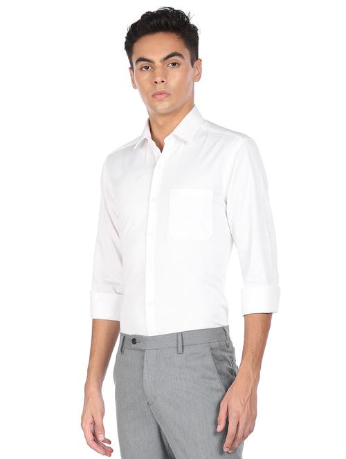 white solid formal shirt - 18336182 - Very Small Image - 1