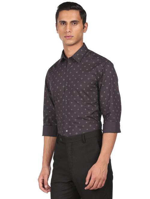 mens micro print formal shirt - 18336249 - Very Small Image - 1