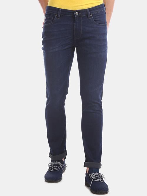 navy blue solid washed jean - 18336356 - Very Small Image - 1