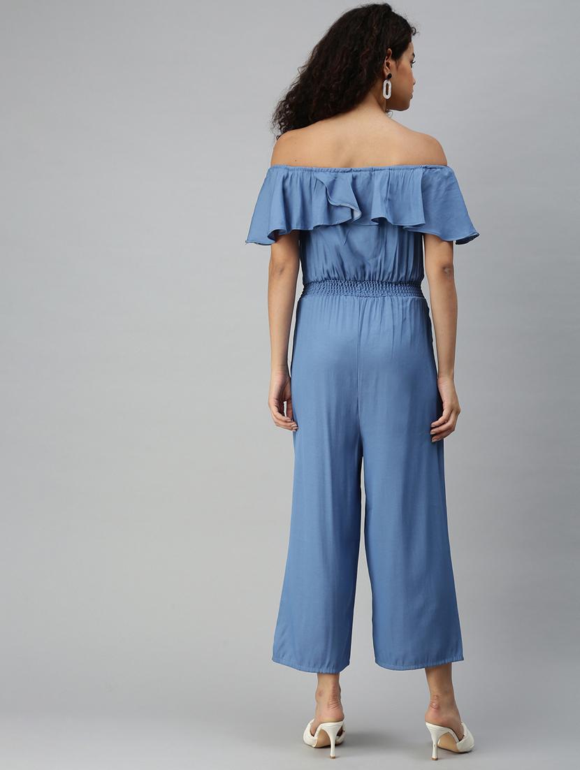 off shoulder solid full leg jumpsuit - 18336945 - Zoom Image - 3