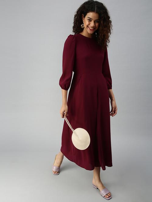 Round Neck Solid Wide Leg Jumpsuit - 18336949 - Very Small Image - 1