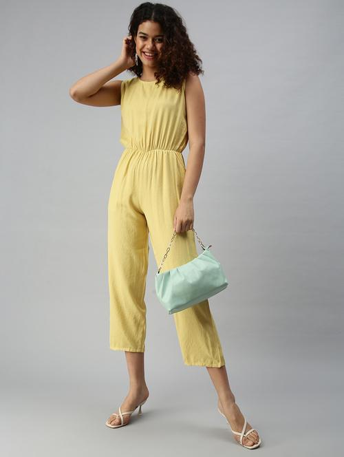 round neck solid jumpsuit - 18336954 - Very Small Image - 1