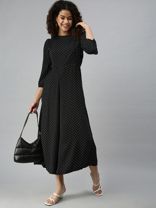 Round Neck Polka Dot Jumpsuit - 18336956 - Very Small Image - 1