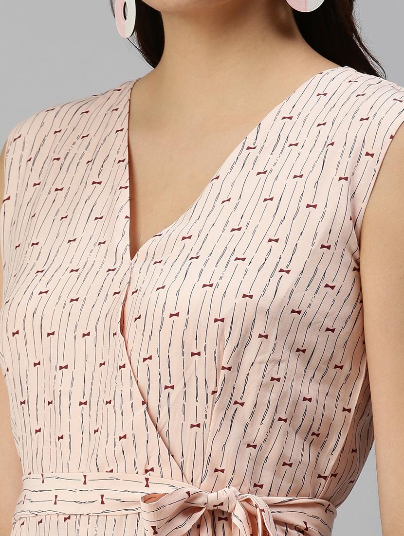 tie front printed full leg jumpsuit - 18336957 - Zoom Image - 4