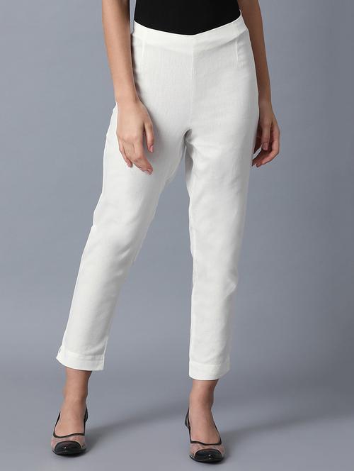 white solid straight pant - 18336987 - Very Small Image - 1