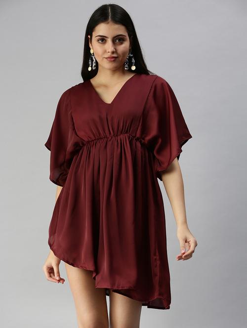 women's fit & flare solid dress - 18337303 - Very Small Image - 1