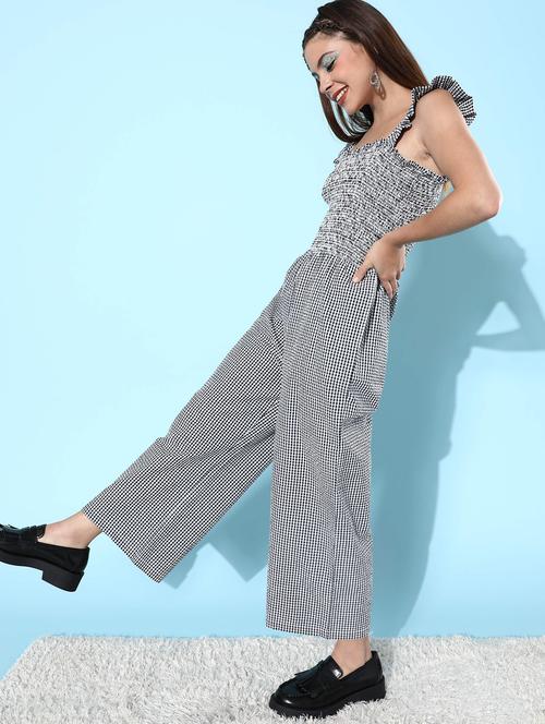 square neck gingham checkered jumpsuit - 18337351 - Very Small Image - 1